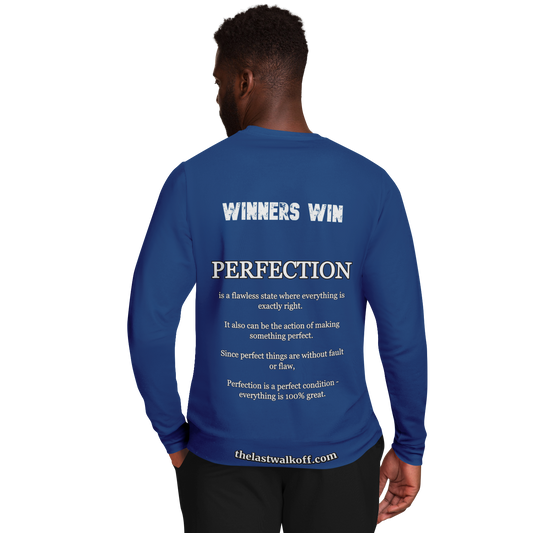 Perfection is a Necessity Winners Win Long Sleeve Shirt Blue
