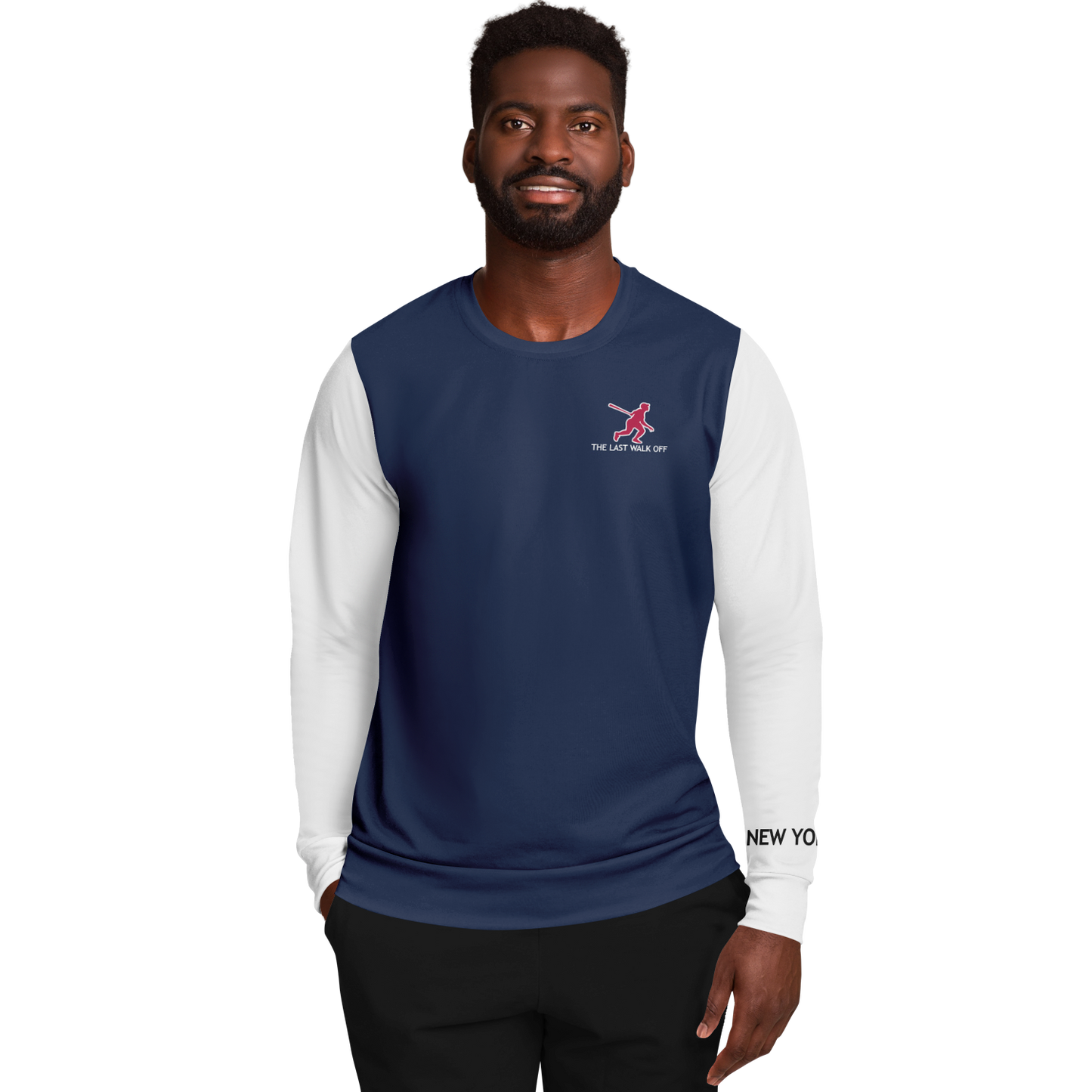 New York Navy Blue White Long Sleeve Shirt LIGHTS