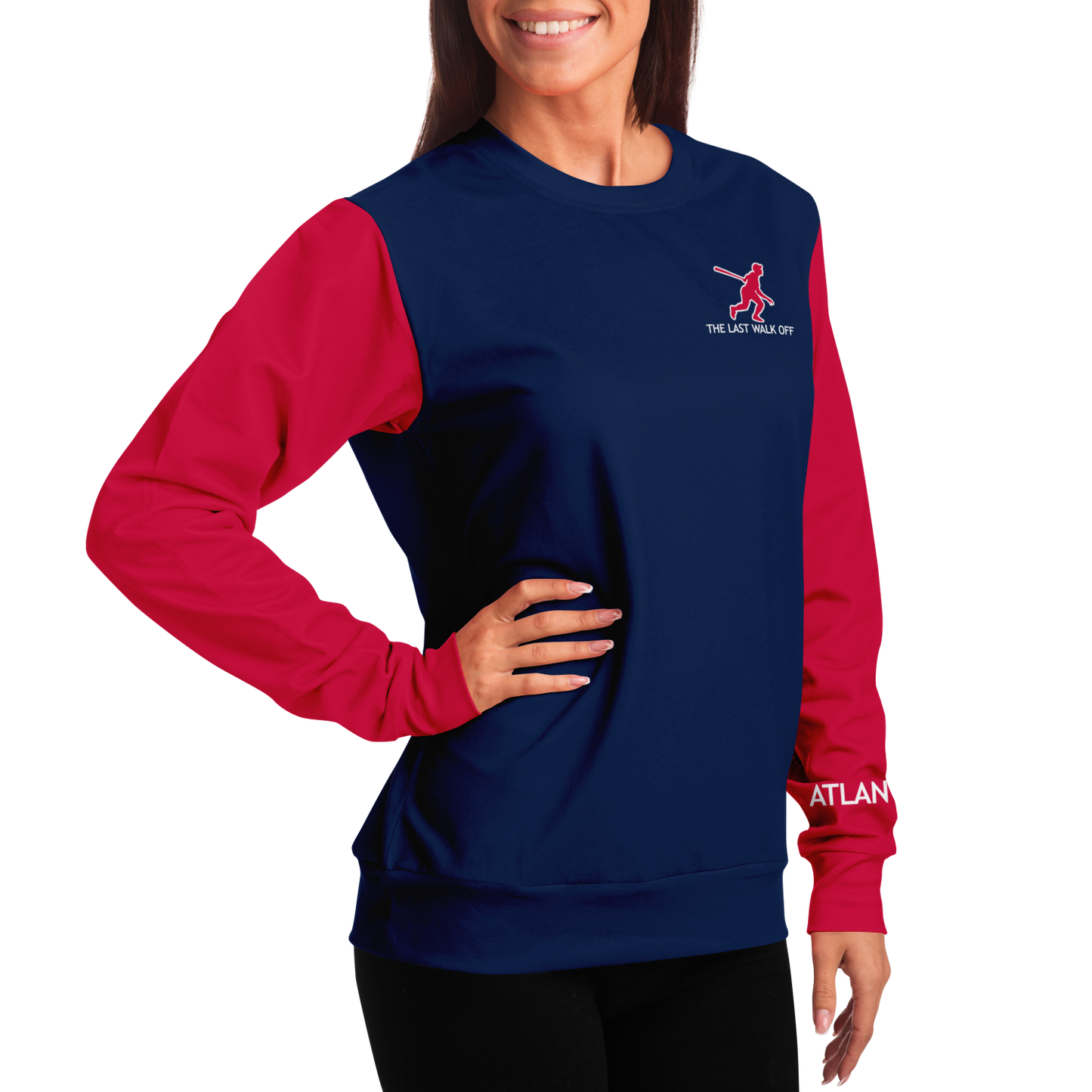 Atlanta Navy Blue Red Long Sleeve Shirt