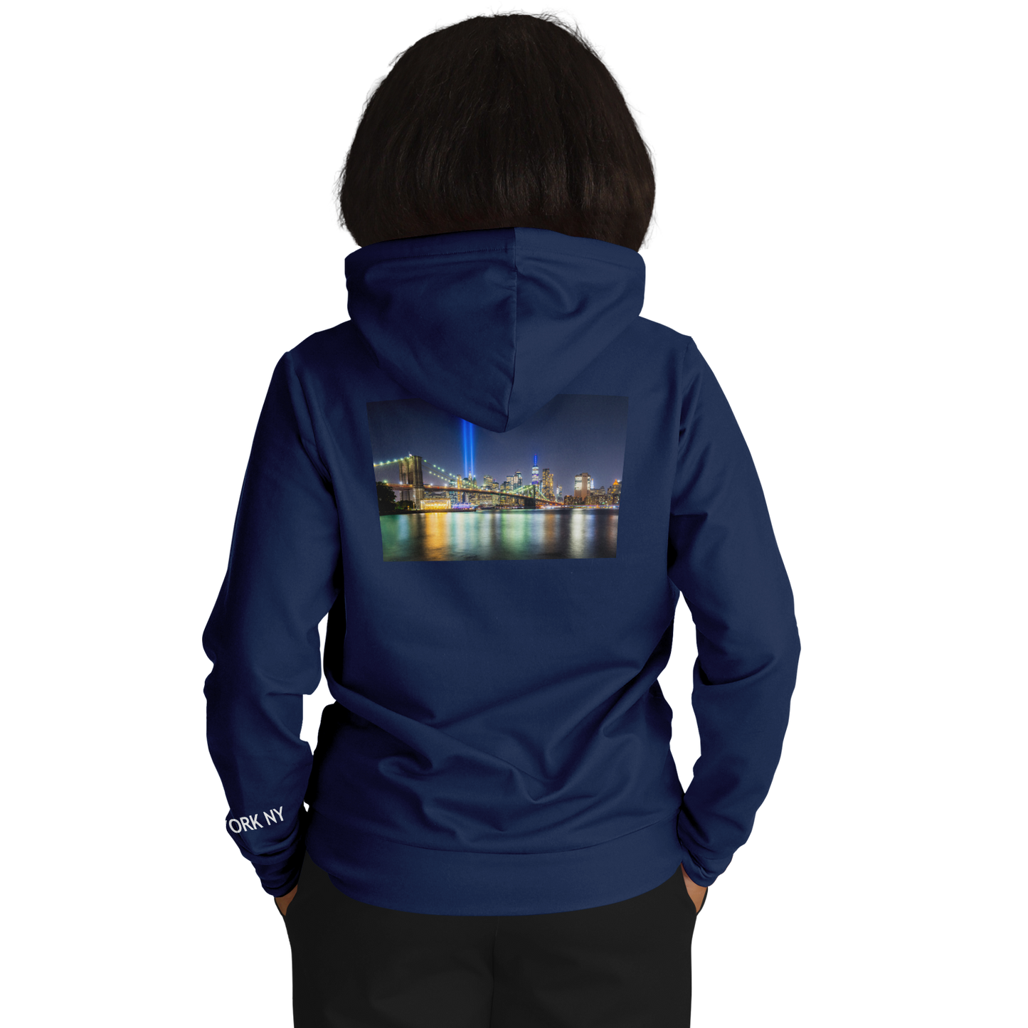 New York Navy Blue Hoodie Lights