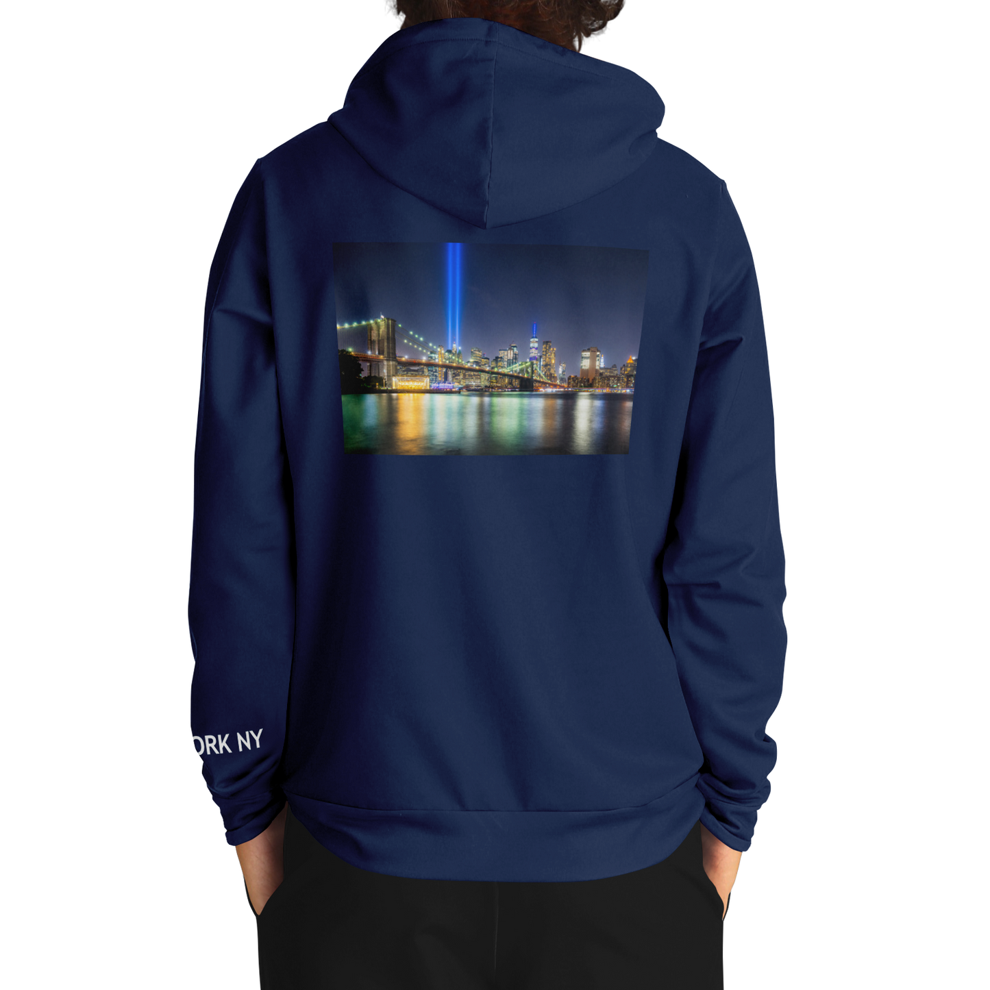 New York Navy Blue Hoodie Lights