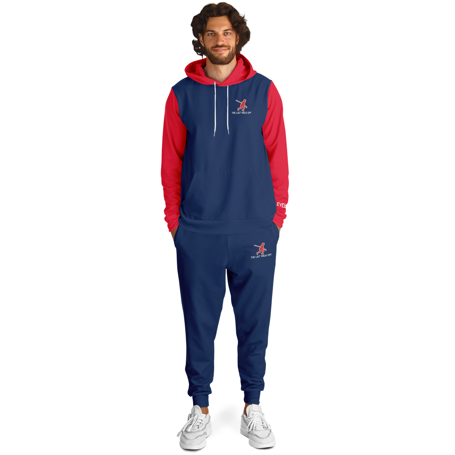 Navy blue and red hoodie discount