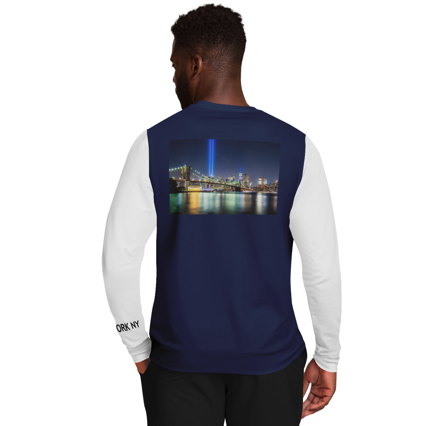 New York Navy Blue White Long Sleeve Shirt LIGHTS