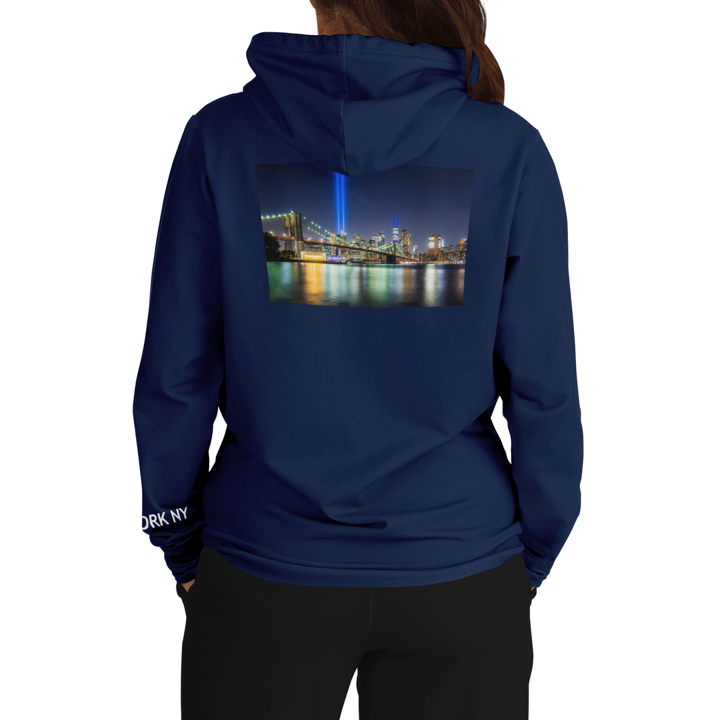 New York Navy Blue Hoodie Lights