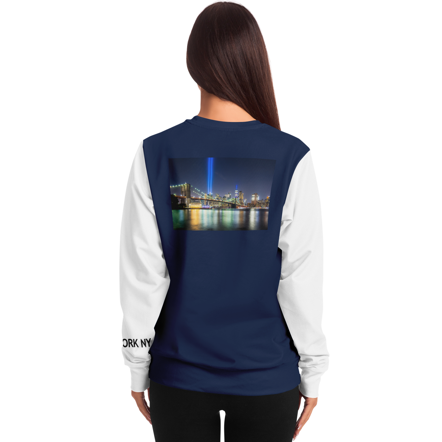 New York Navy Blue White Long Sleeve Shirt LIGHTS