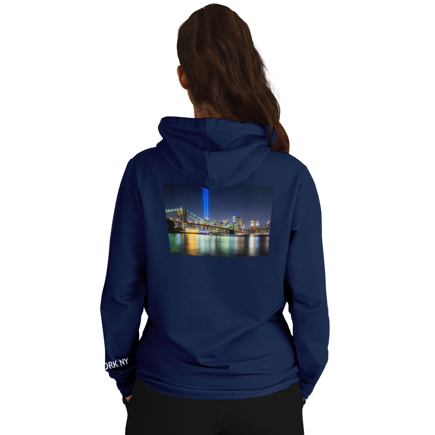 New York Navy Blue Hoodie Lights