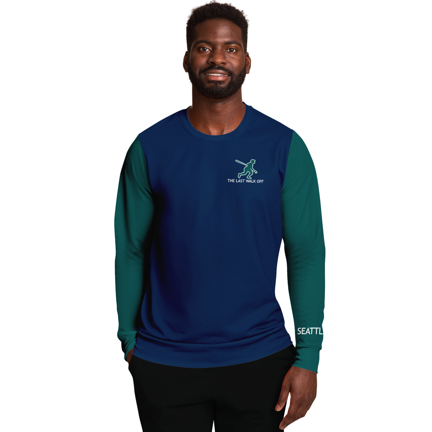 Seattle Navy Blue Green Long Sleeve Shirt
