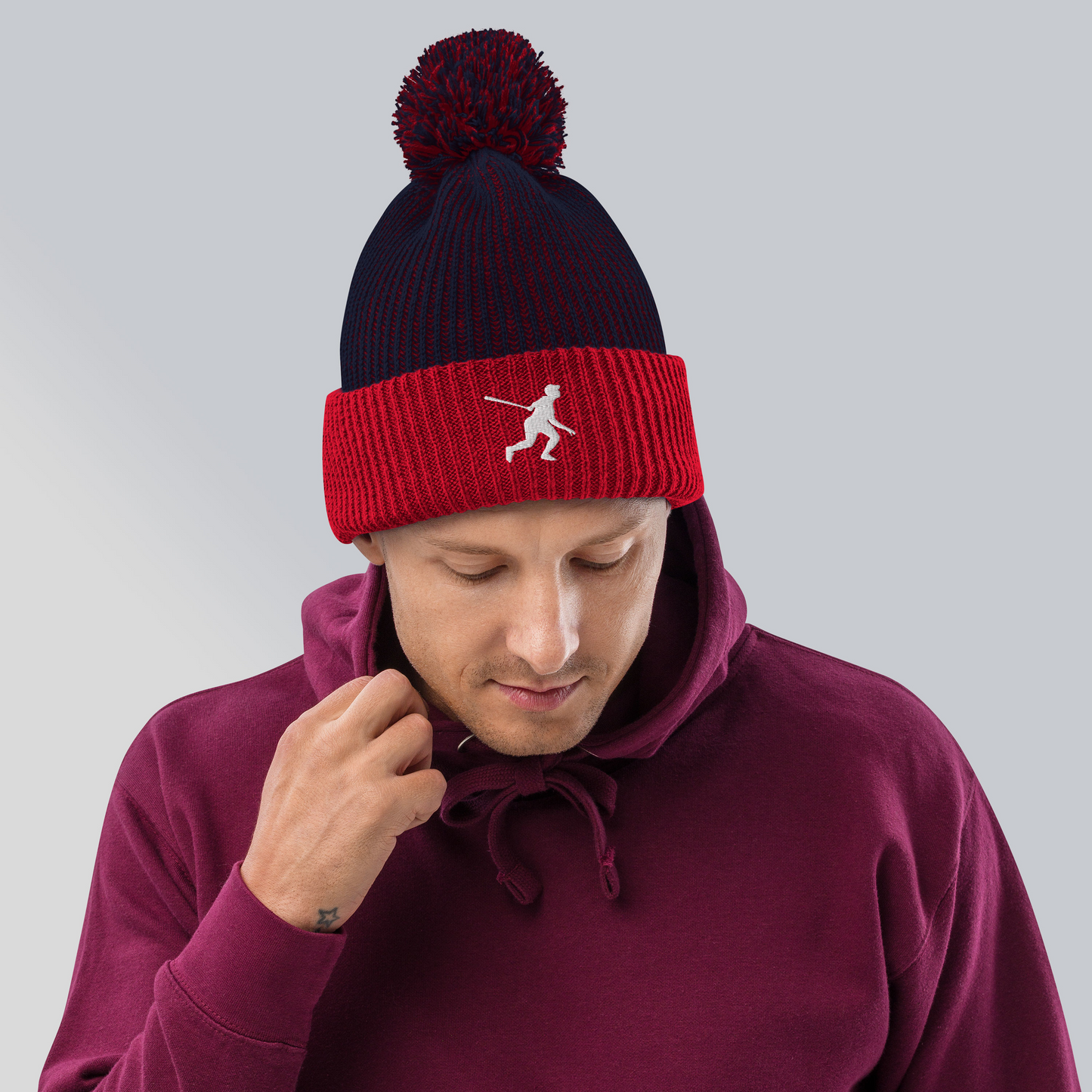 Two Color Pom-Pom Beanie Hat