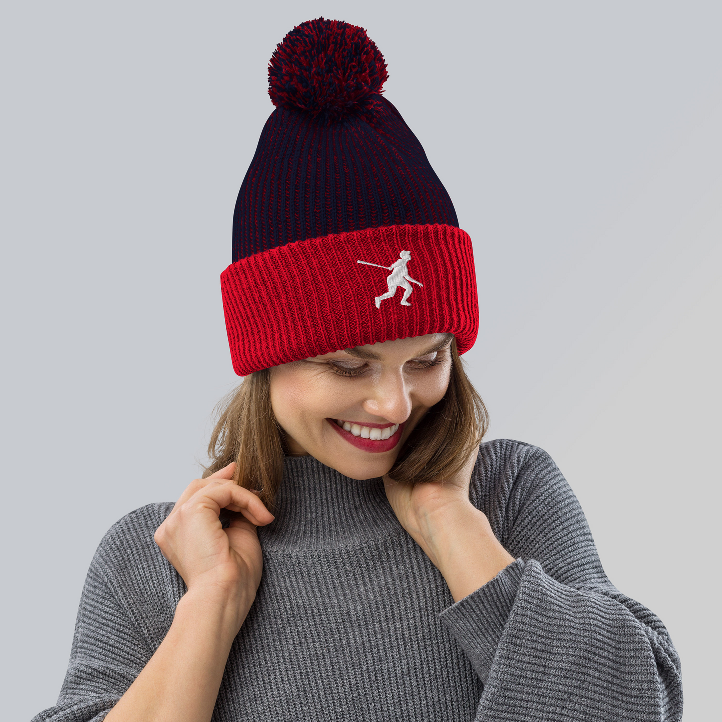 Two Color Pom-Pom Beanie Hat