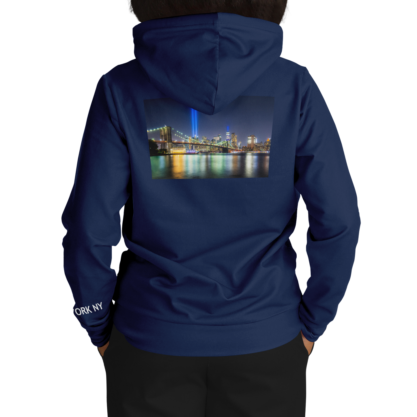 New York Navy Blue Hoodie Lights