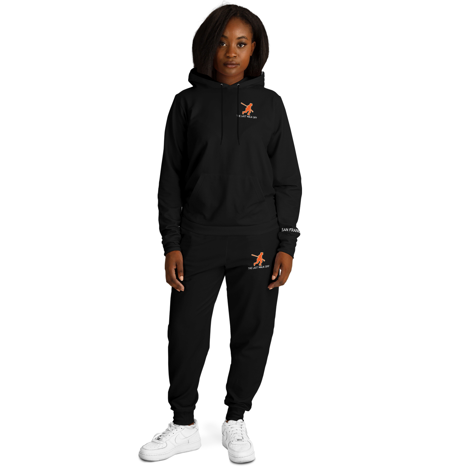 Grey joggers black sales hoodie